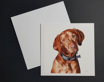 Cartão de felicitações quadrado Hungarian Vizsla - 6 x 6 pol. Cartão martelado de 300 g com envelope branco.