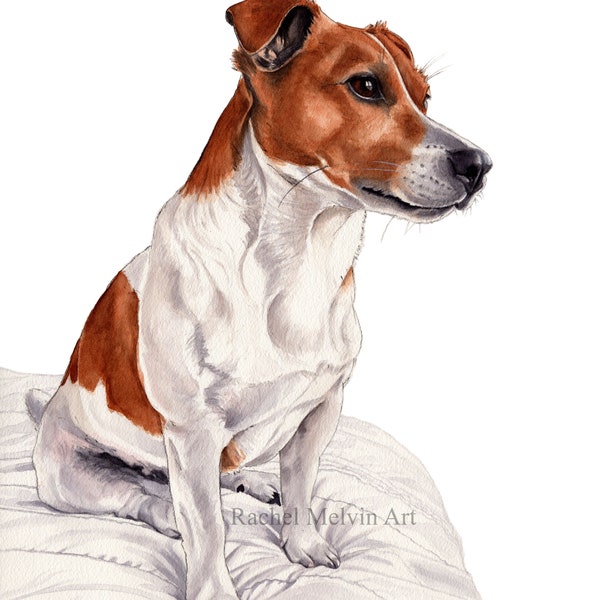 Jack Russell Fine Art Giclée print, art mural, art de pépinière, impression de chien, art de chien, décoration intérieure, portrait d’animal de compagnie, aquarelle Jack Russell Terrier