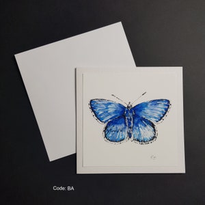 Adonis Blue Butterfly - 15x15cm Grußkarte. 300g Karton gehämmert.