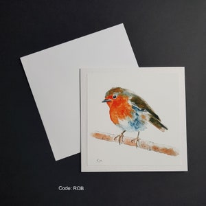 Robin - carte de voeux carrée de 6 x 6 pouces. Carte martelée de 300 g avec enveloppe blanche.