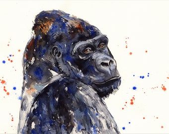Silverback Gorilla Fine Art Giclée print. LIMITED EDITION wall art, nursery art, animal print, safari art, home decor, rainforest