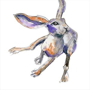 Purple Running Hare Giclée print, wall art, nursery art, hare print, british wildlife, home decor, animal print, contemporary art, purple