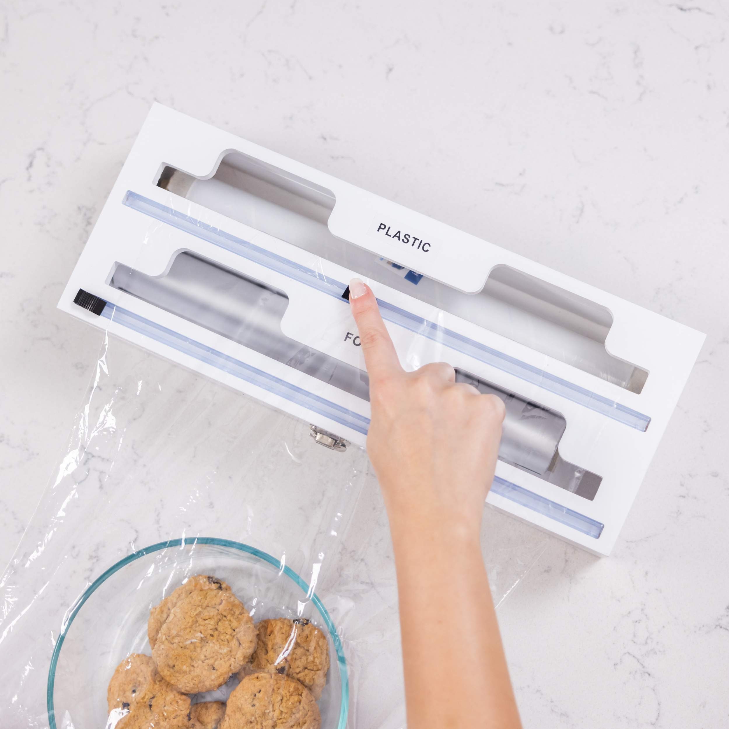 Dropship Cling Wrap Dispenser With Slide Cutter Aluminum Foil, Baking  Parchment Paper Organizer Kitchen Tool to Sell Online at a Lower Price
