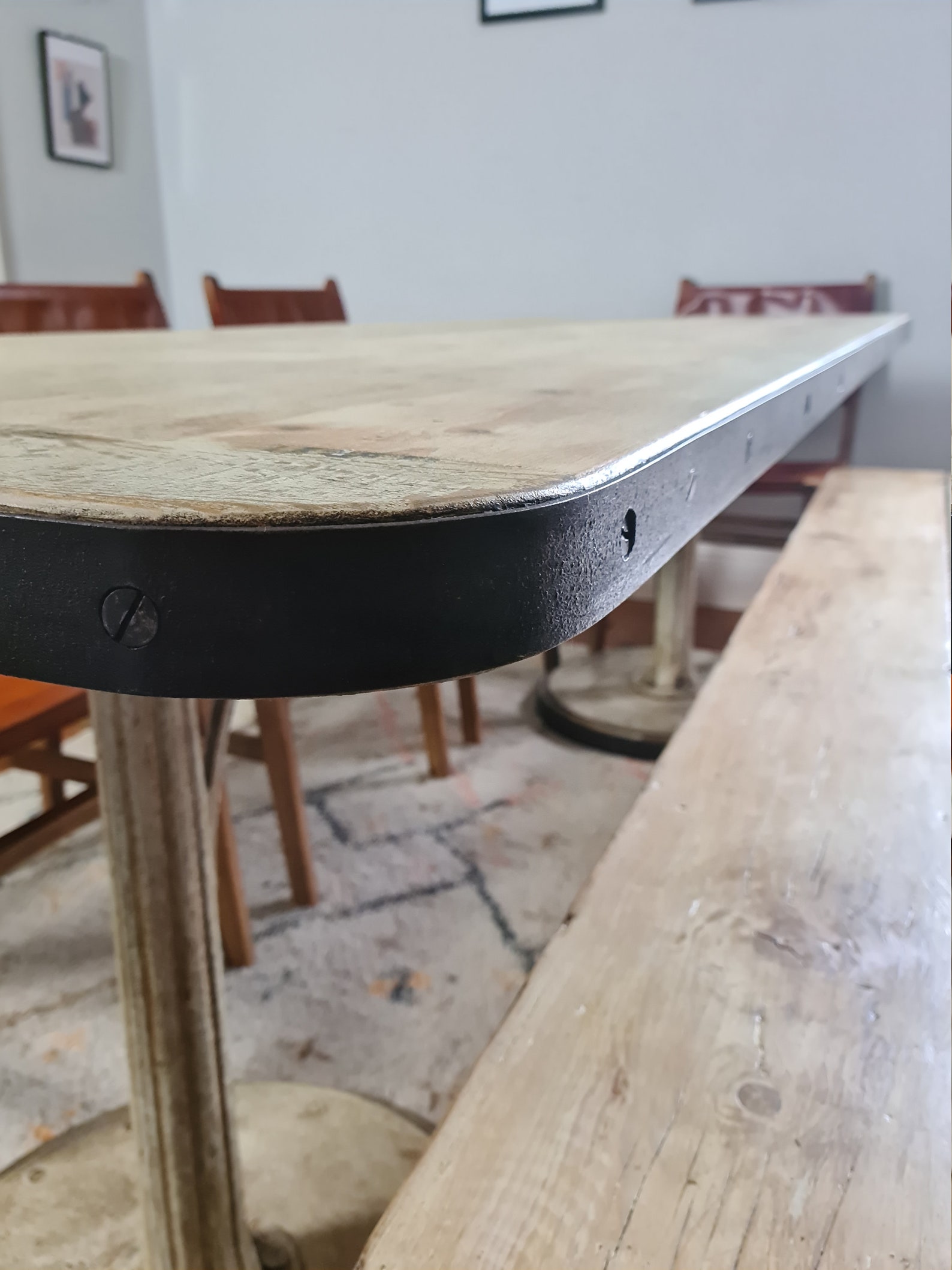 Cottagecore Table Reclaimed Lime Waxed Top Heavy Iron Etsy UK