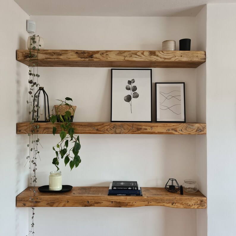 Rustic Reclaimed Wood Floating Shelf Decorative Custom Etsy UK