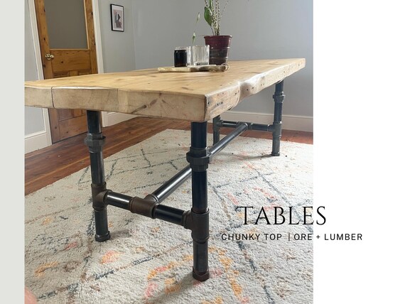 Thick Table Top Industrial Steel Pipe Legs Bespoke Sizes Reclaimed