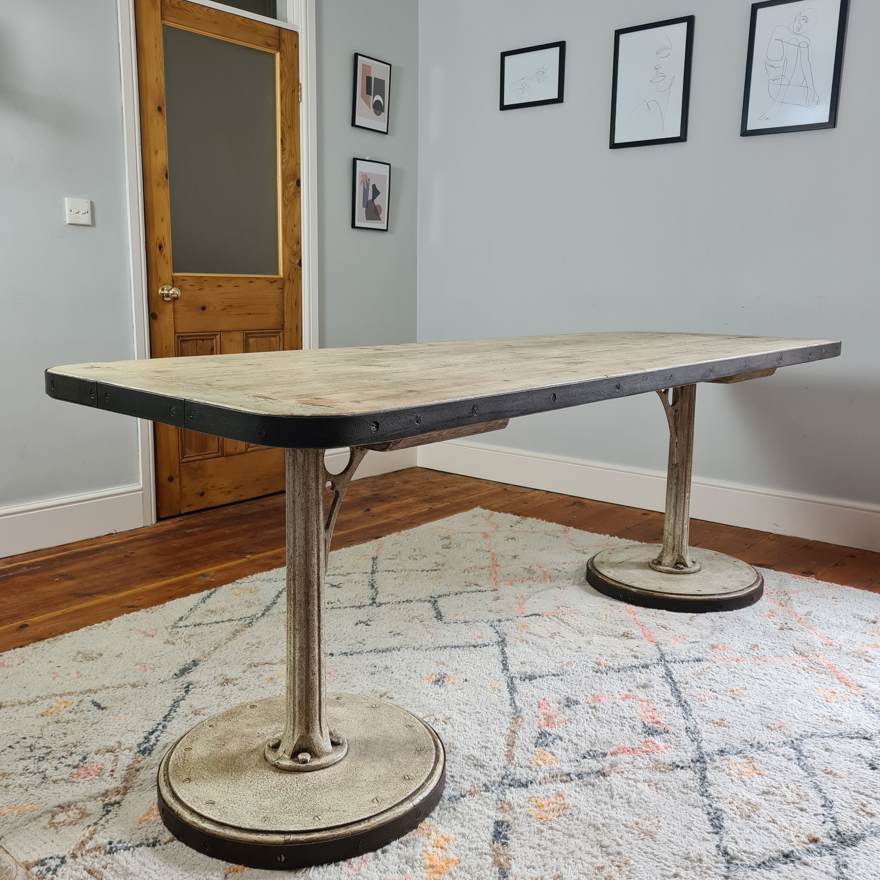 Cottagecore Table Reclaimed Lime Waxed Top Heavy Iron Etsy UK