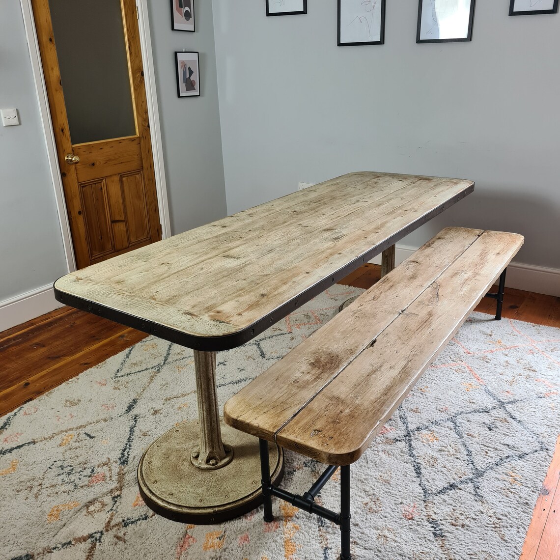 Cottagecore Table Reclaimed Lime Waxed Top Heavy Iron Etsy UK