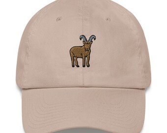 Embroidered Goat Dad Hat | Cotton Twill Cap, Gift for Dad