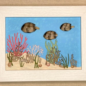 Spade Fish Swimming in Coral III Mixed Media Artwork