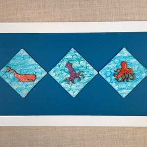 Fanciful Sea Creatures Mixed Media Artwork