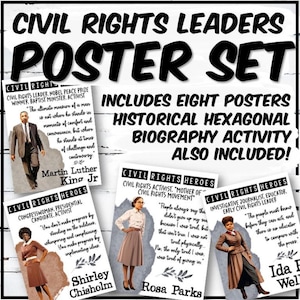 Civil Rights Heroes Poster Set & Historical Hexagonal Autobiography Activity