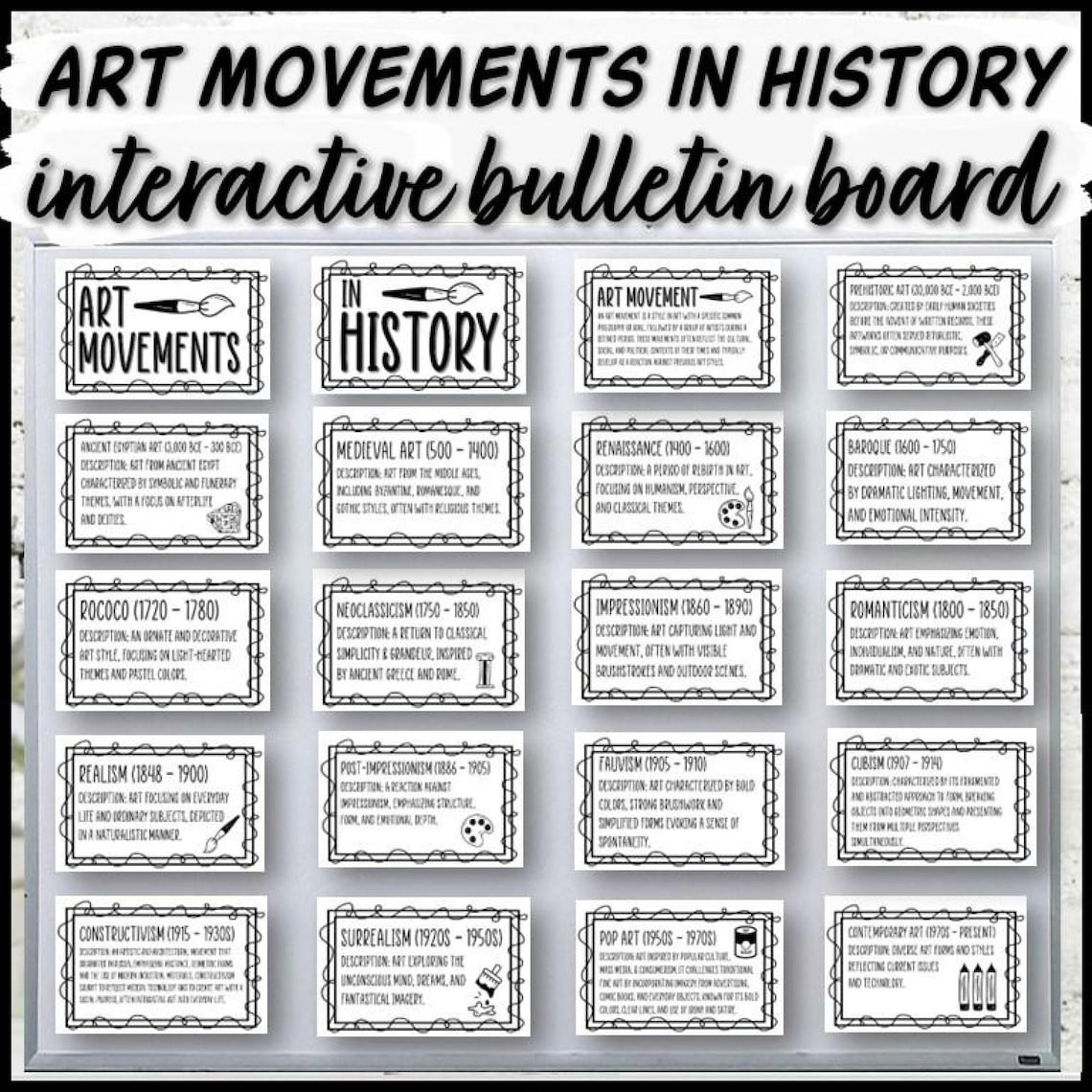 Movement In History Art Movements in History Interactive Bulletin Board and Graphic ...