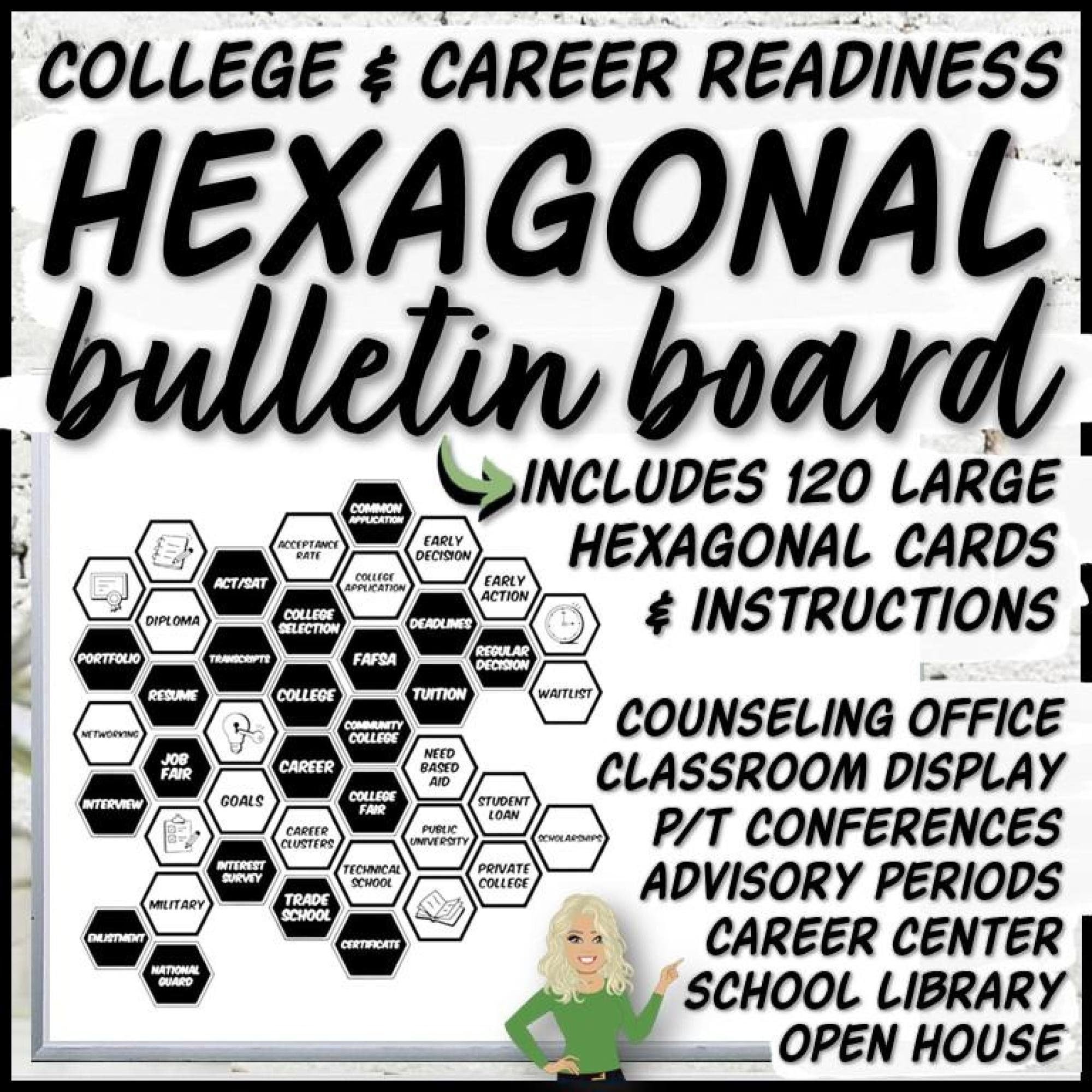 College and Career Readiness Hexagonal Thinking Bulletin Board