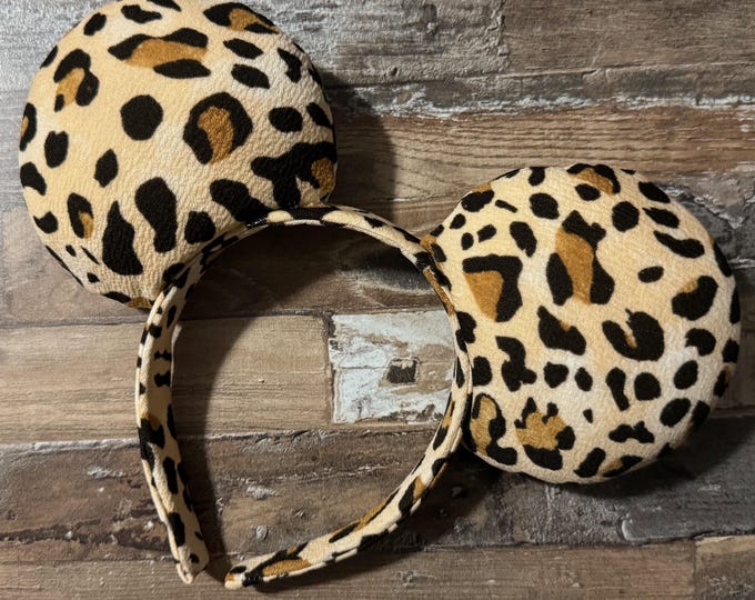 Cheetah Print Mickey Minnie Mouse Ears Headband No Bow | Animal Print Ears | Leopard Mouse Ears, LUKDesignsBoutique