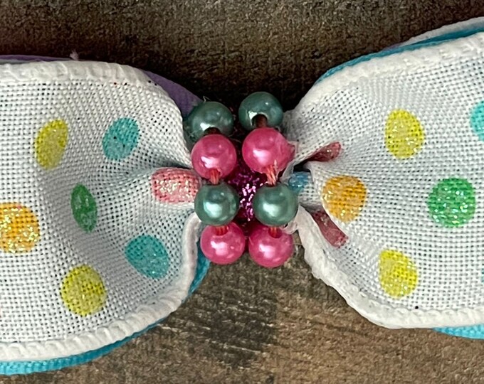 Easter Hair Bow, Hair Bow, Easter, Polka Dot Hair Bow, White, Purple, Pink, Yellow, Easter Hair Clip, Easter Headband, LUKDesignsBoutique