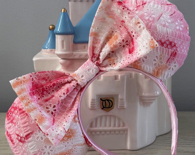 Pink Marbled Eyelet Mickey Minnie Ears Headband, LUKDesignsBoutique