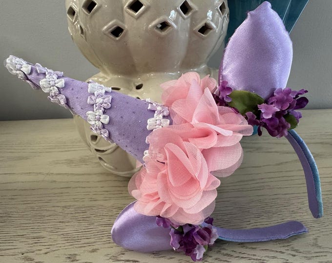Floral Unicorn Headband – Pink & Purple Satin with Flowers for Kids, Birthday, Party Wear, LUKDesignsBoutique