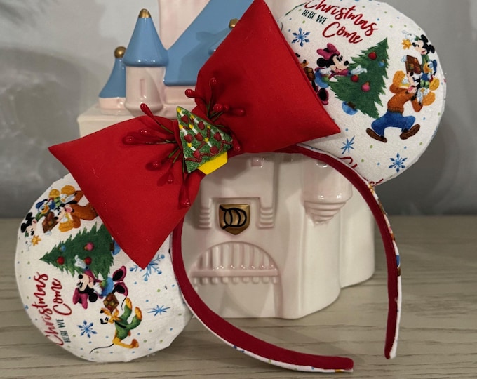 Christmas Minnie and Mickey Ears Headband, LUKDesignsBoutique