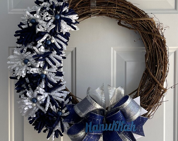 Hanukkah 18" Wreath Decoration Kit, Grapevine Wreath Not Included (Sold Separately), LUKDesignsBoutique