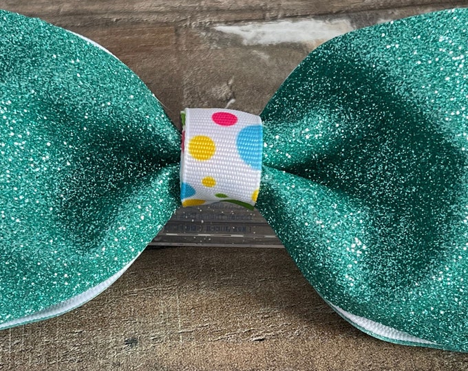 Dance Bow,Glitter Bow,Teal Glitter Dance Bow,Teal Bow,Dance Hair Bow,Glitter Hair Bow,Hair Accessories,Hair Bow,Barrette,LUKDesignsBoutique