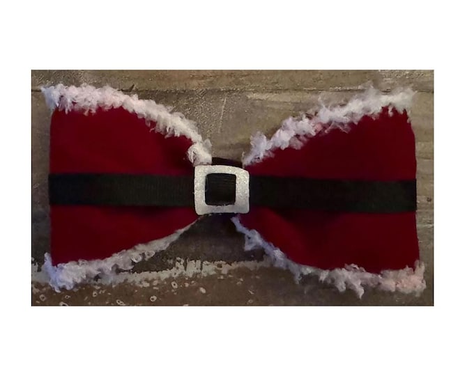 Red Velvet Santa Hair Bow on Alligator Clip, LUKDesignsBoutique
