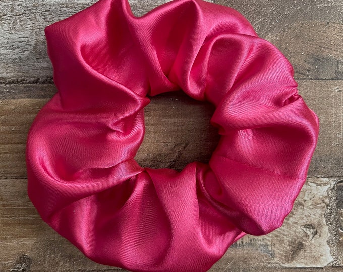 Hot Pink Large "The Fluff" Satin Scrunchie, LUKDesignsBoutique