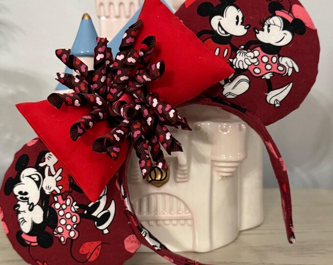 Red Valentine's Minnie and Mickey Love Minnie Ears Headband, LUKDesignsBoutique