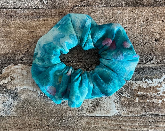 Pastel Blue Watercolor Cotton Mini Scrunchie, LUKDesignsBoutique