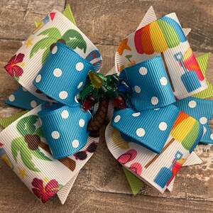 Christmas Hair Bow,Christmas in July,Palm Tree Hair Bow,Palm Tree Christmas Tree,PalmTree lights,Beach Christmas,LUKDesignsBoutique, (C0007)