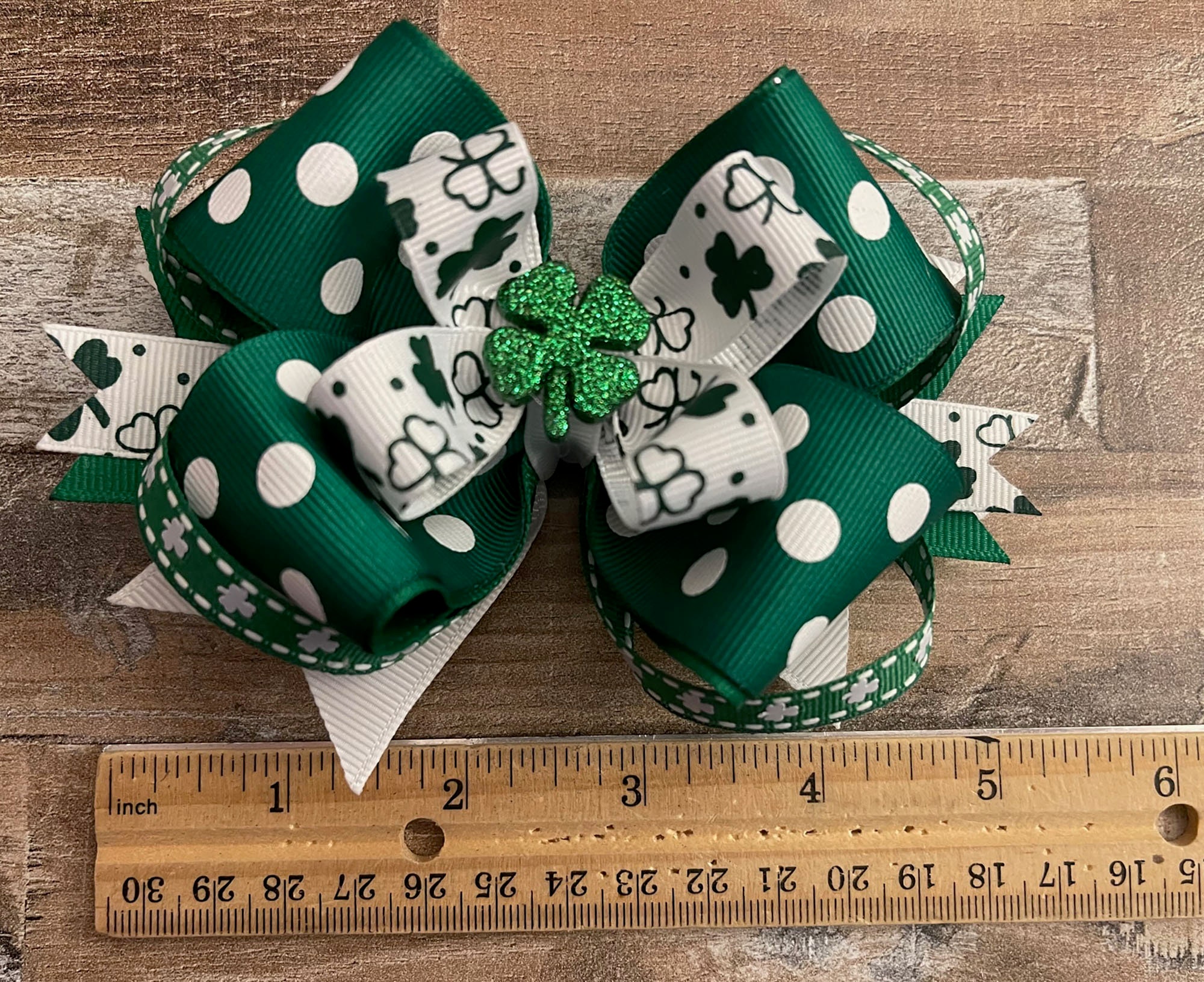 Polka Dot Assorted Prints Hair Ribbon, Bow Clips, St. Patrick's