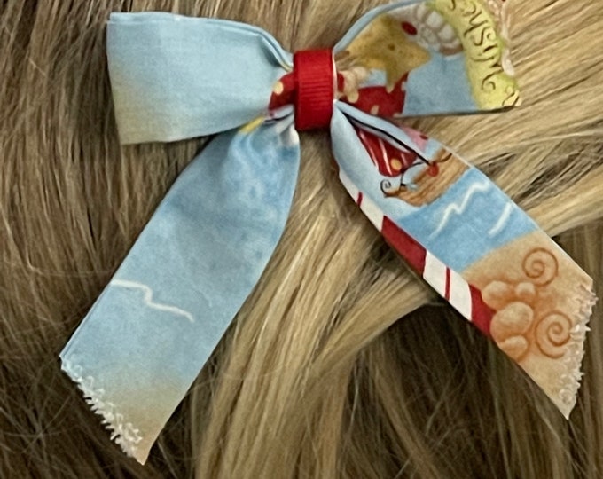 Fabric Hair Bow, Lighthouse Hair Bow, Summer Hair Bow, Custom Hair Bow, LUKDesignsBoutique