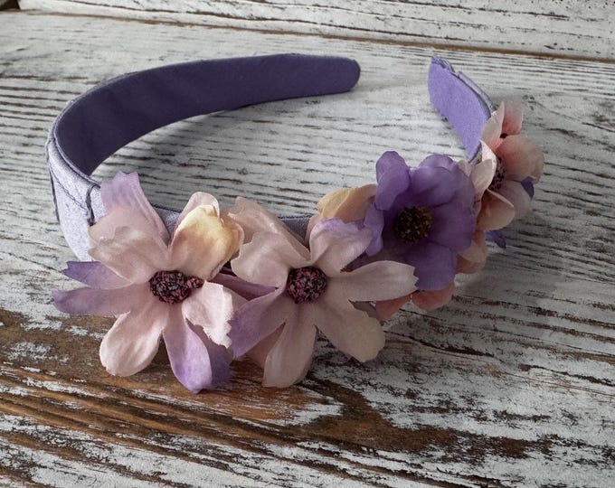 Spring, Wedding, Purple Floral Headband with Faux Flowers, LUKDesignsBoutique