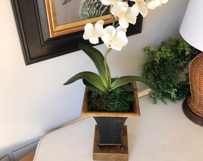 Faux Orchid Plant in Pot Faux Orchid Arrangement Vintage Floral