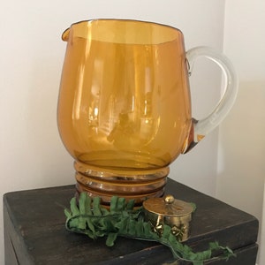 VTG Amber Glass Pitcher - Mid Mod Barware - VTG Beverage Pitcher - Retro Glass Pitcher - VTG Cocktail/Sangria Pitcher - Autumn Glassware image 3