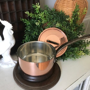 Copper Saucepan - Vintage French Copper Saucepan with Lid - Copper Cookware - French Country - Farmhouse Kitchen - Copper Kitchen Decor