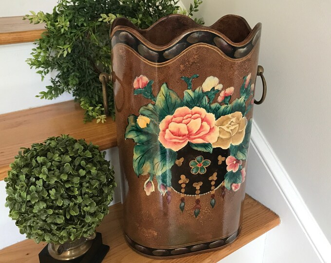 Tole Umbrella Stand Vintage Umbrella Stand Painted Umbrella Holder Walking Stick/cane Holder