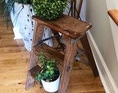 Step Ladder - Vintage Step Ladder - Plant Stand Ladder - Shabby Decor - Farmhouse Style, Cottage, Porch Decor, Folding Wooden Ladder