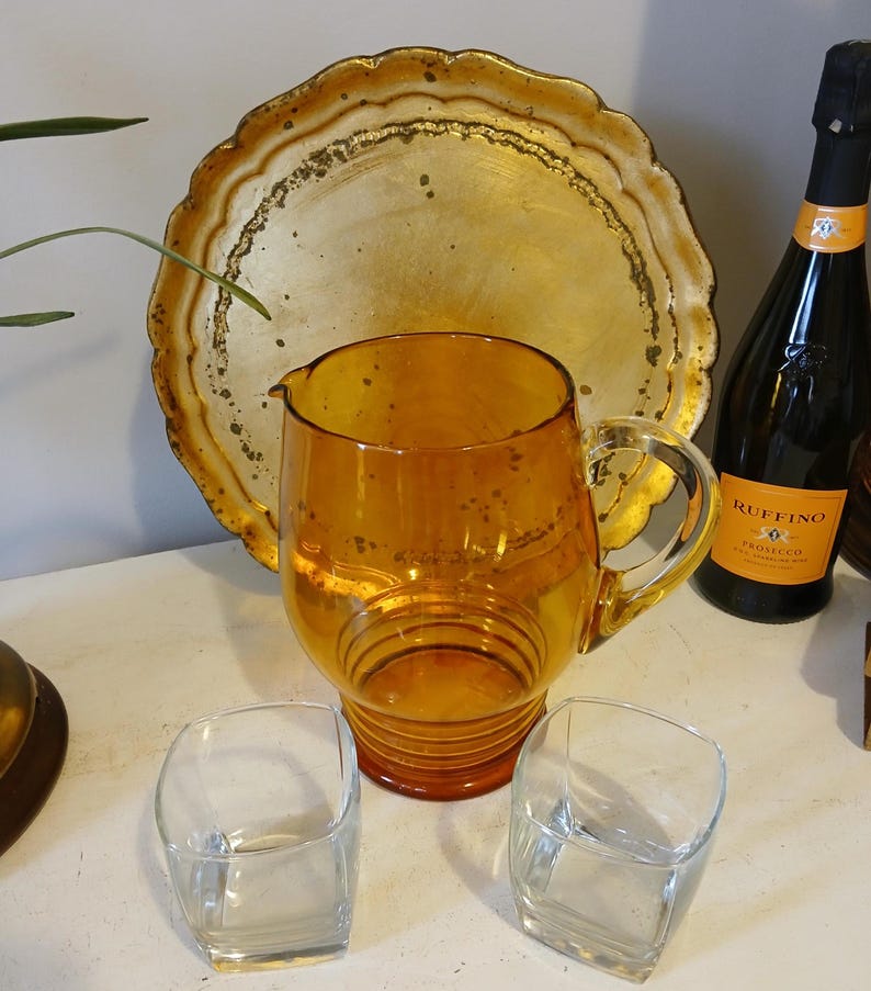 VTG Amber Glass Pitcher - Mid Mod Barware - VTG Beverage Pitcher - Retro Glass Pitcher - VTG Cocktail/Sangria Pitcher - Autumn Glassware image 6