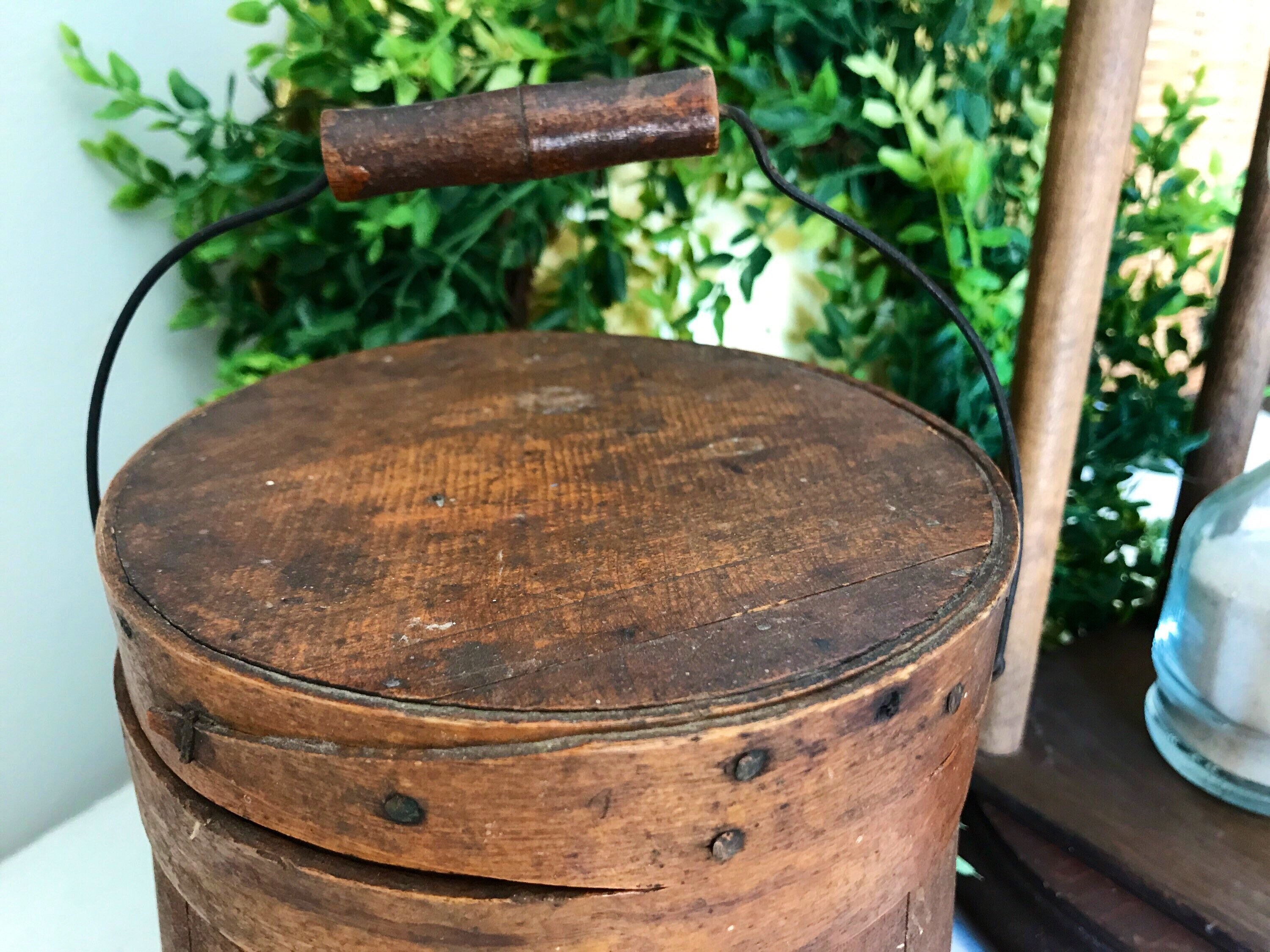 Antique Firkin Bucket Sugar Bucket Primitive Wood Pail Etsy