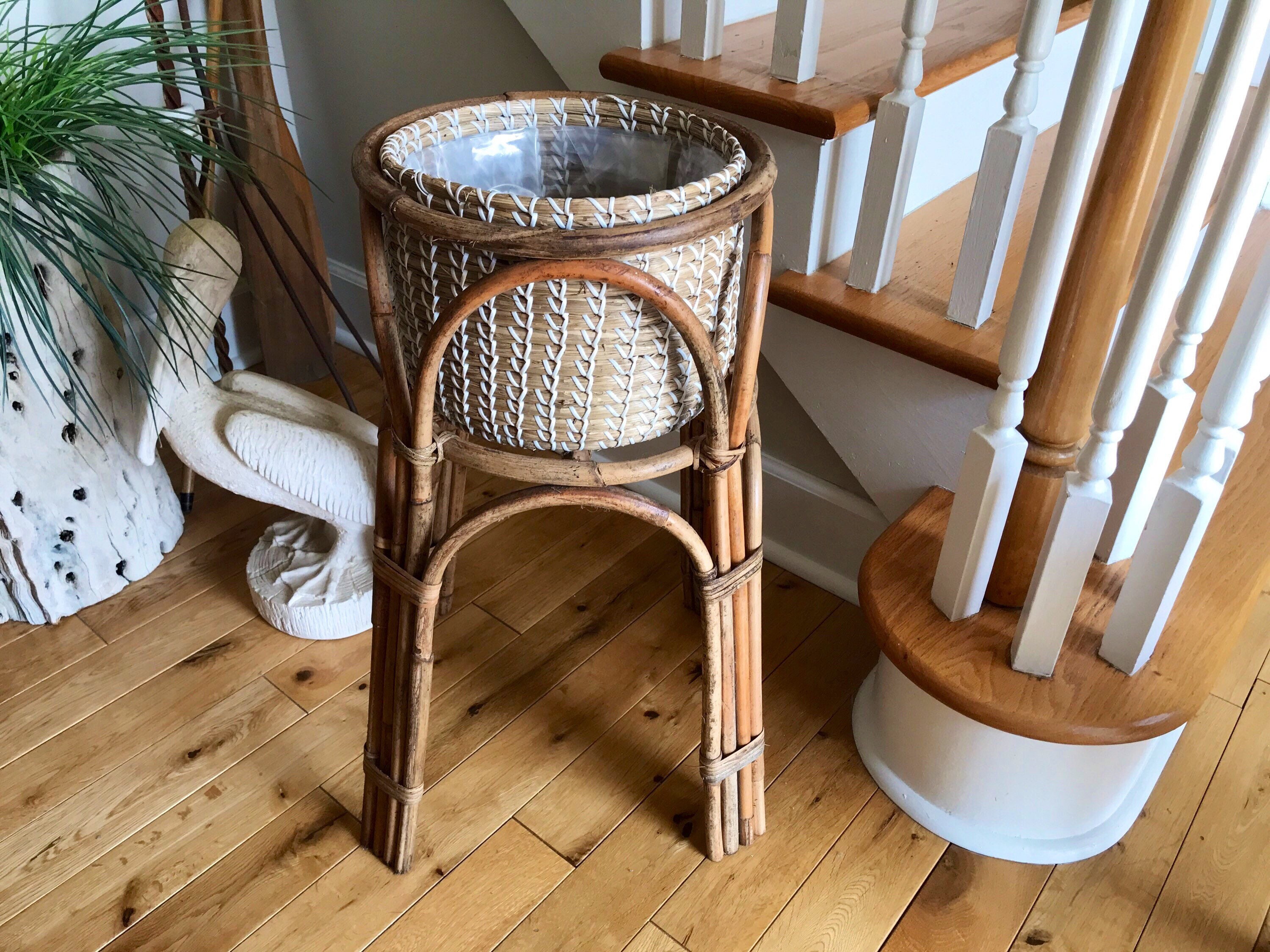 Bamboo Plant Stand Vintage Bamboo Rattan Plant Stand Etsy