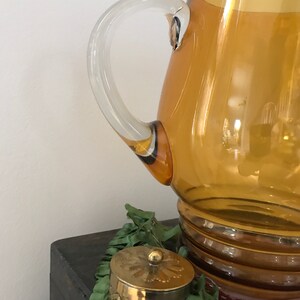 VTG Amber Glass Pitcher - Mid Mod Barware - VTG Beverage Pitcher - Retro Glass Pitcher - VTG Cocktail/Sangria Pitcher - Autumn Glassware image 4