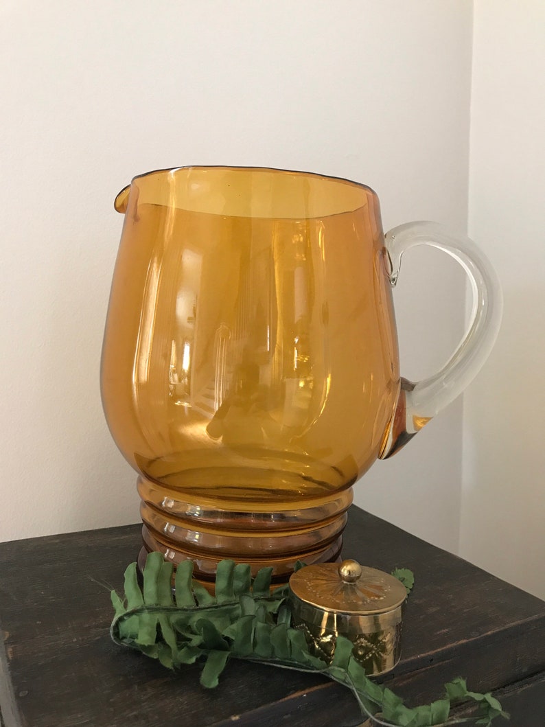 VTG Amber Glass Pitcher - Mid Mod Barware - VTG Beverage Pitcher - Retro Glass Pitcher - VTG Cocktail/Sangria Pitcher - Autumn Glassware image 7