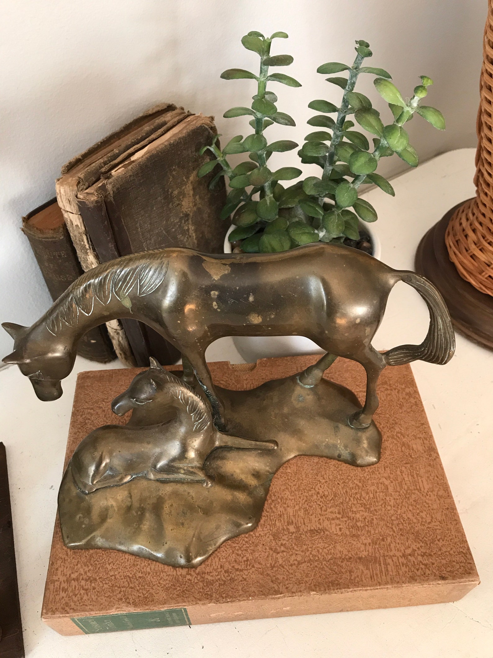 vintage brass horse statue