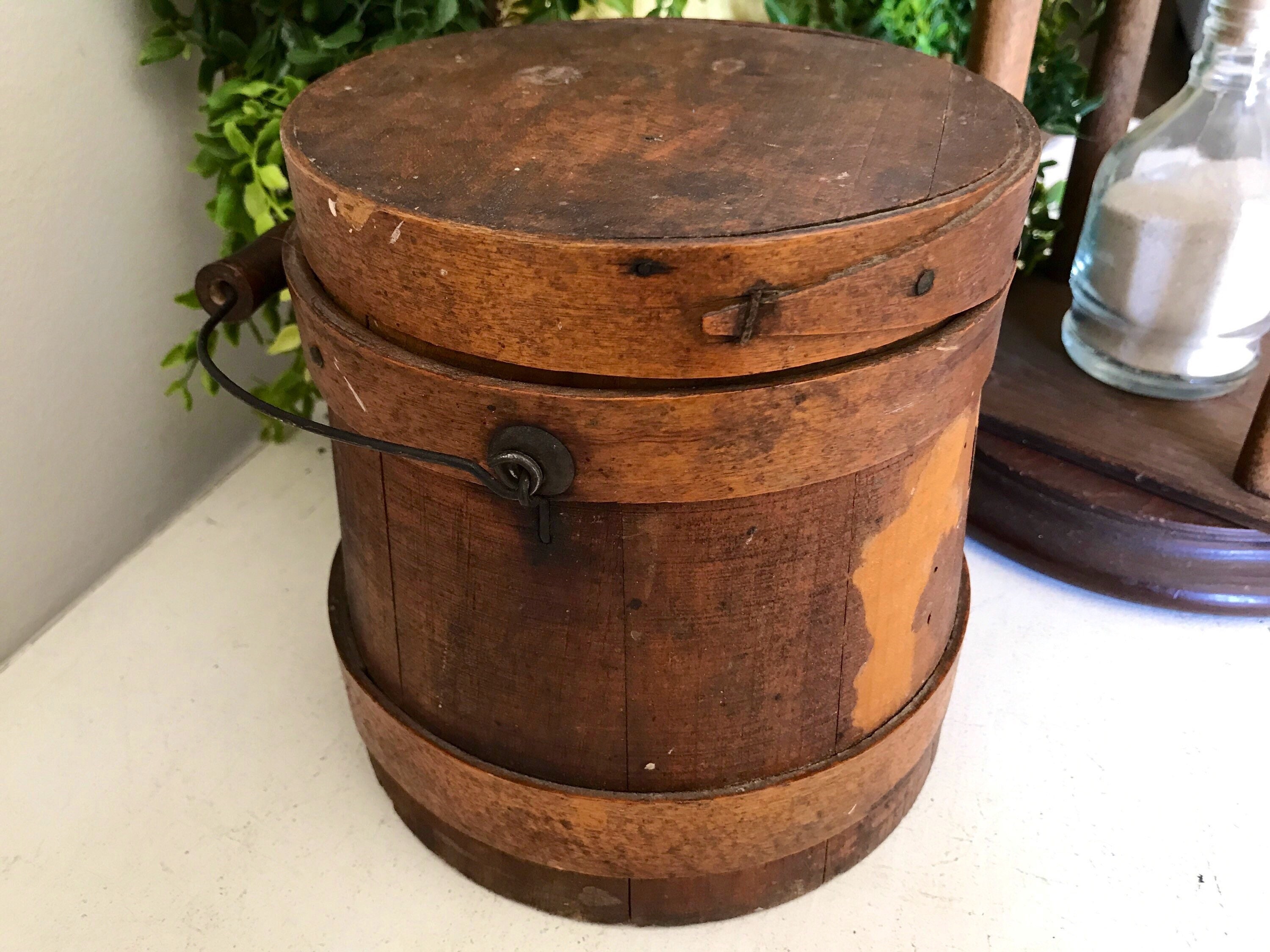 Antique Firkin Bucket Sugar Bucket Primitive Wood Pail Etsy