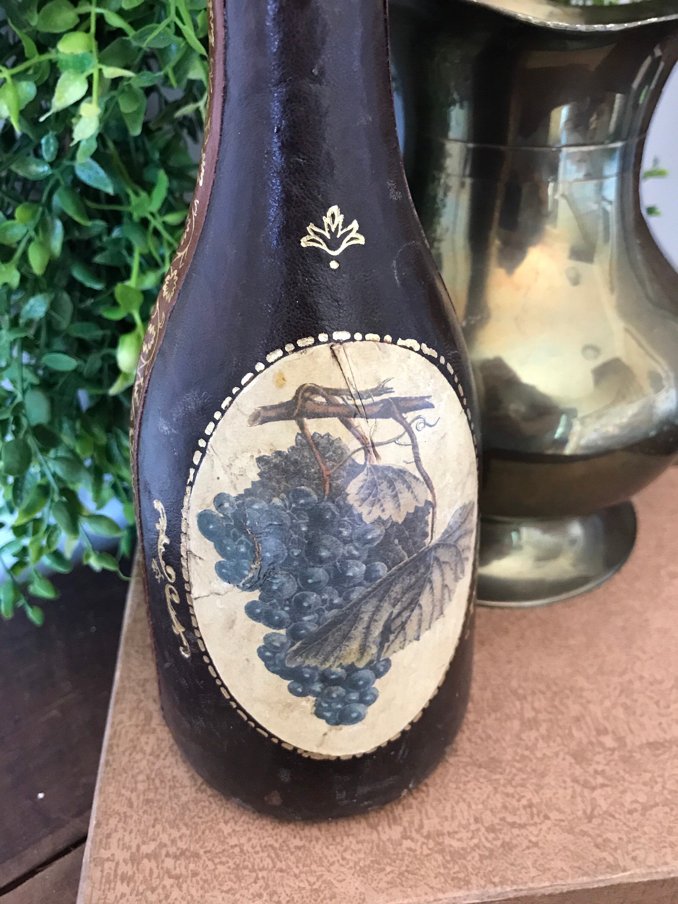 Leather Wine Decanter Vintage Leather Wrapped Decanter Old Etsy