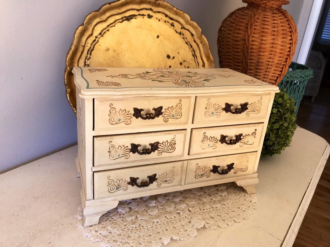 Florentine Style Jewelry Chest Vintage Wood Jewelry Chest Etsy