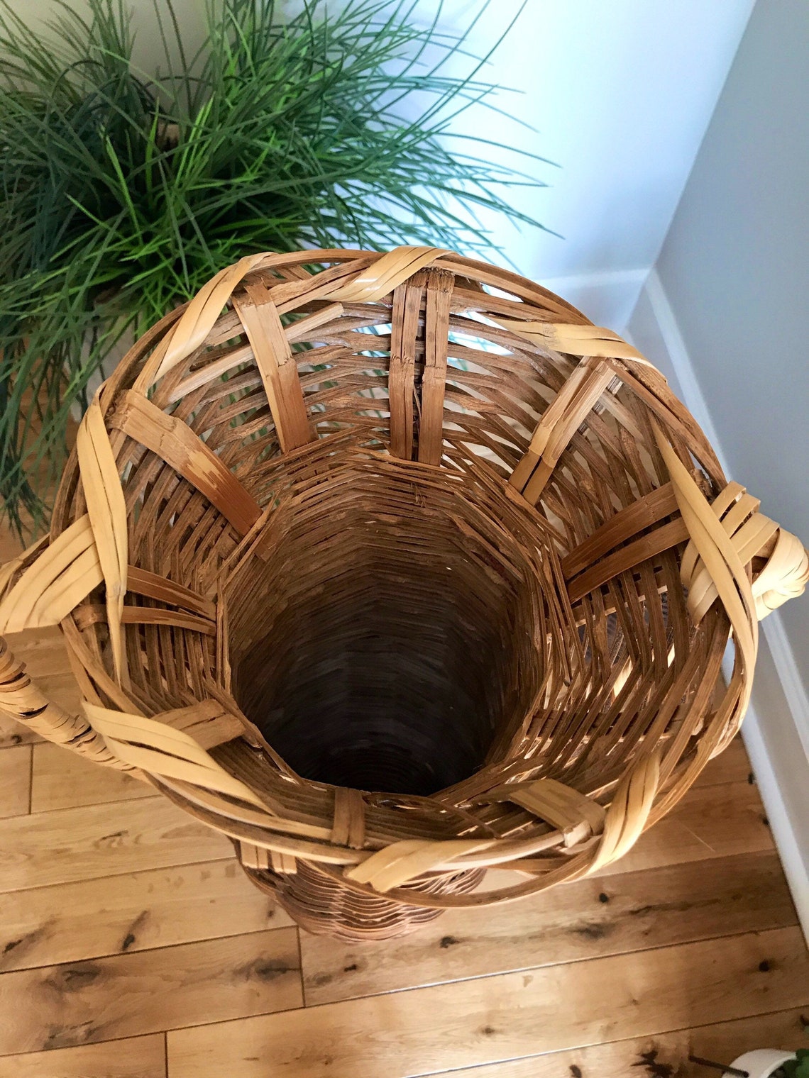 TALL Wicker Floor Vase Vintage Woven Wicker Floor Vase Etsy