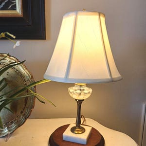 Vintage Fenton Glass Lamp with Shade - White Opalescent Coin Dot Lamp w/Shade - Antique Fenton Lamp w/shade - Fenton Vanity Lamp-Accent Lamp