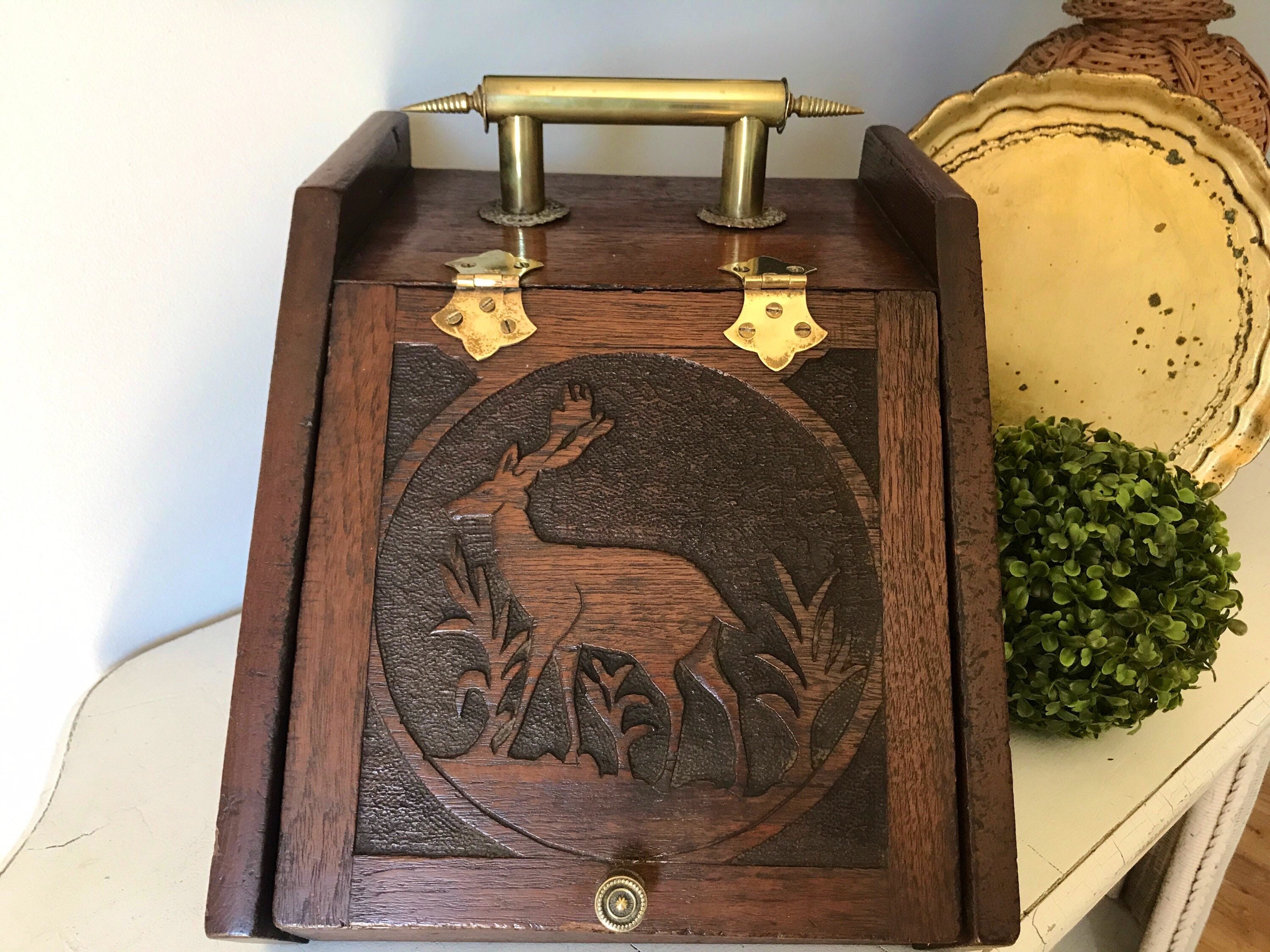 Vintage Coal Scuttle Box Wooden Coal Box Firewood/kindling Etsy